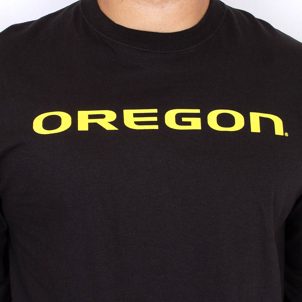 Oregon, McKenzie SewOn, Black, Long Sleeve, Cotton, Men, T-Shirt, 975619